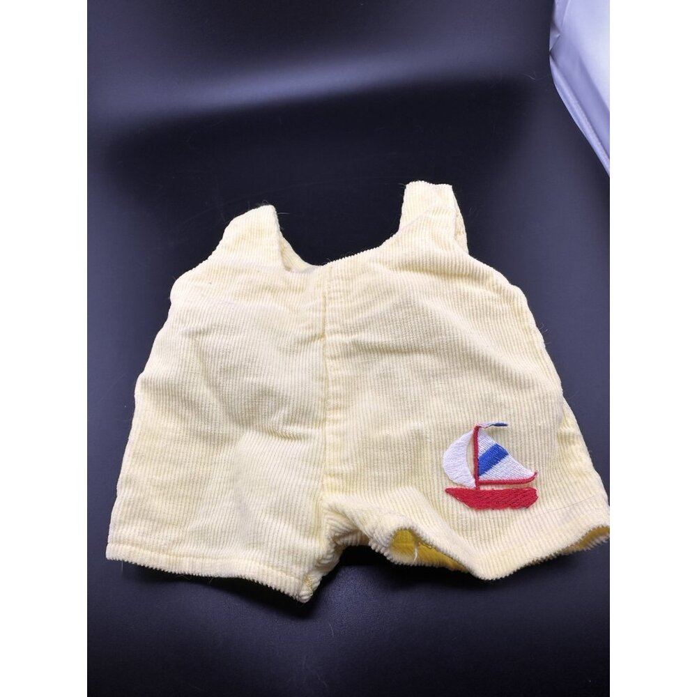 Cabbage‎ Patch Kids Preemie Yellow Sailboat Overalls Jumper Corduroy Vtg 1984